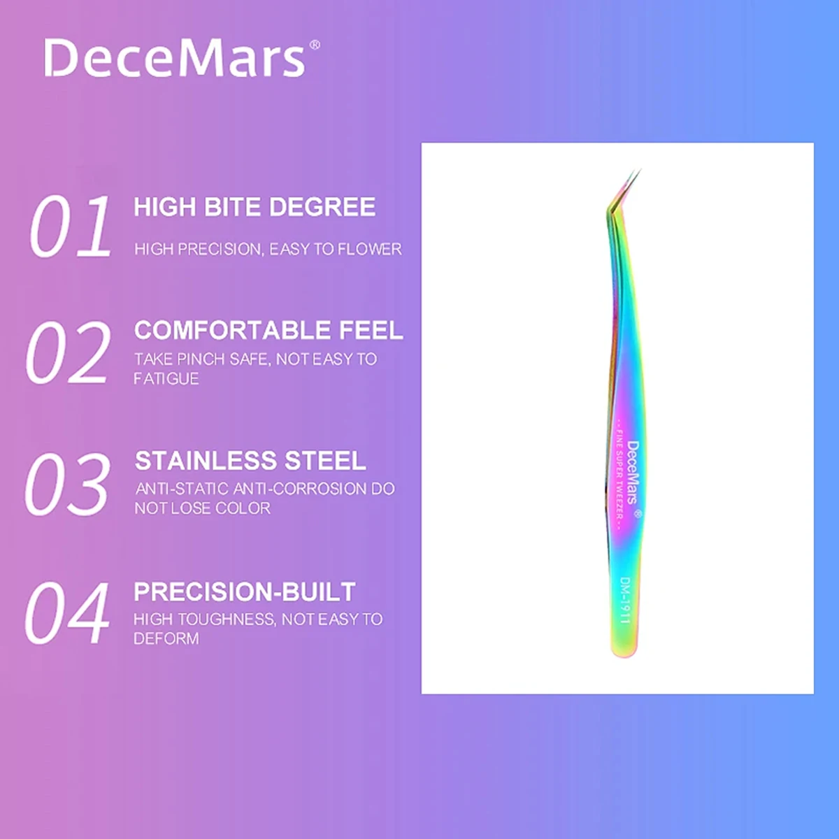 디세마스 DM-1911 볼륨 래쉬 연장용 핀셋 속눈썹 연장용 전문가용 스테인리스 스틸 도구