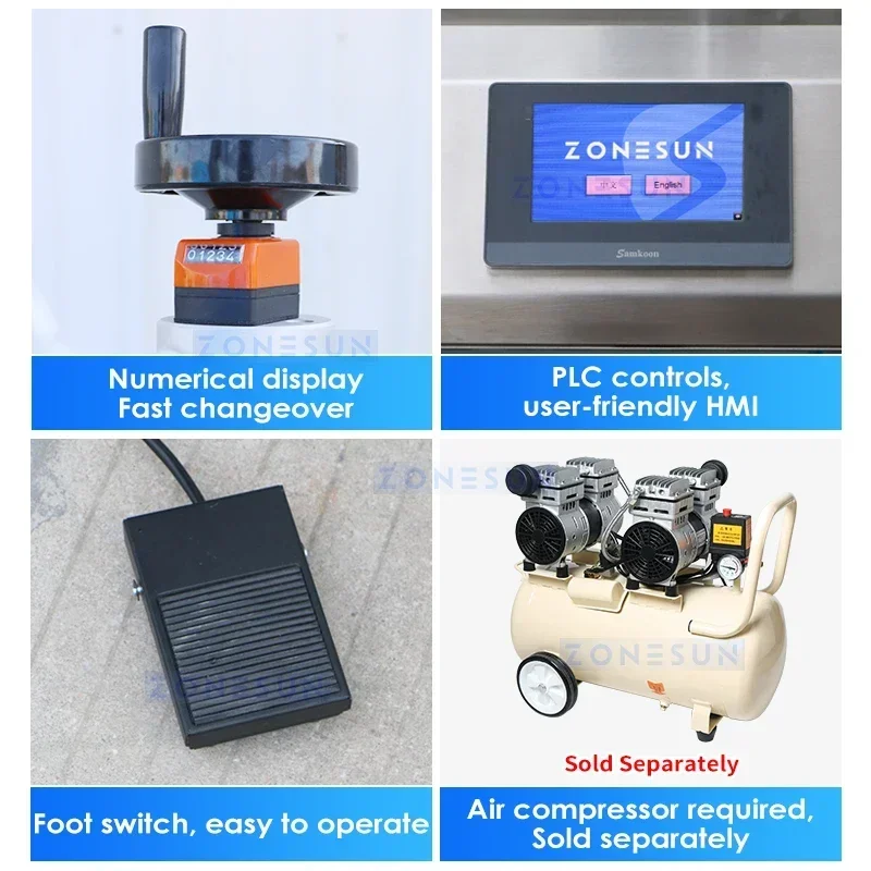 ZONESUN Mesin Pelabel Tabung untuk Lip Balm, Mesin Pelabel Semprot Kabut, Alat Pemasang Stiker Pembungkus ZS-TB801D