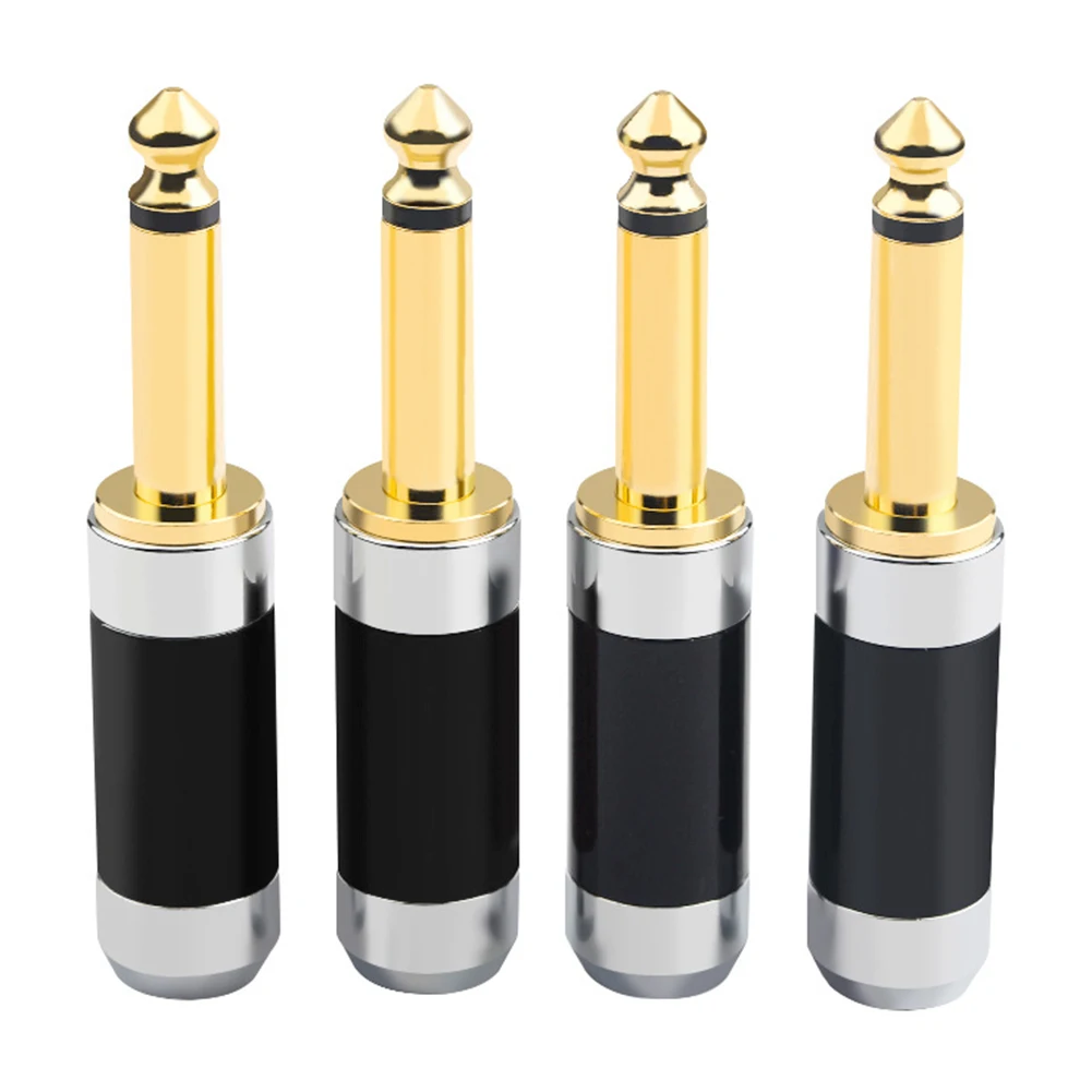 أحادية وصلات صوت مطلية بالذهب 6.35 مللي متر أحادية ذكر جاك لحام موصل مكبر للصوت ميكروفون جاك التوصيل ل الغيتار المتكلم كابل مساعد