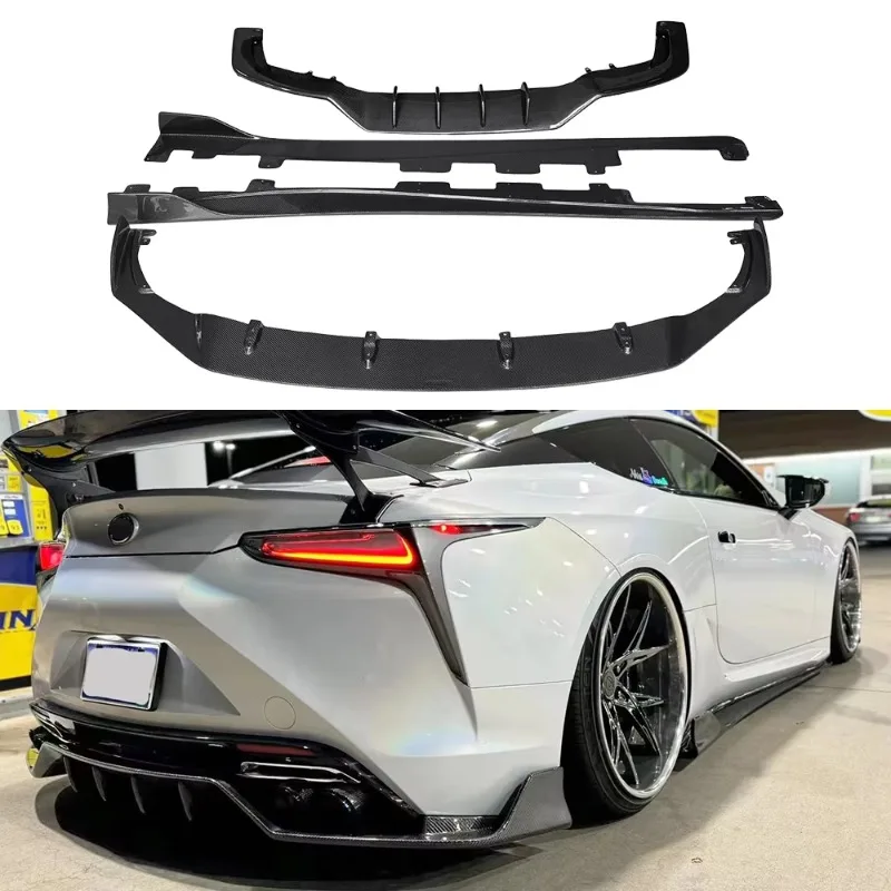 Carbon Fiber Bodykit Front Lip Side Skirts for Lexus LC500 500H Rear Diffuser High Polished Surface Screw Easy Installation