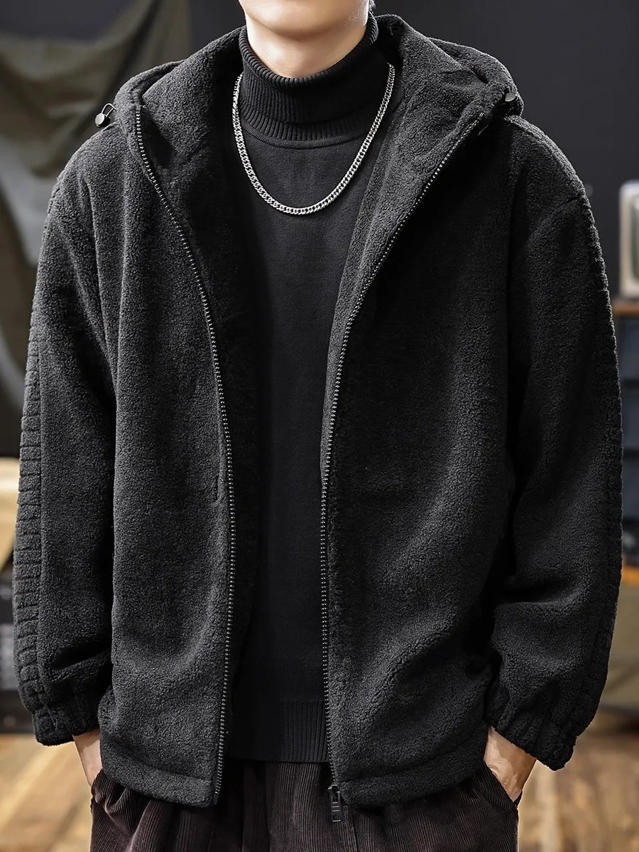 

Утепленная мужская зимняя куртка большого размера на флисовой подкладке из хлопка, молодежная повседневная модель с длинными рукавами на молнии