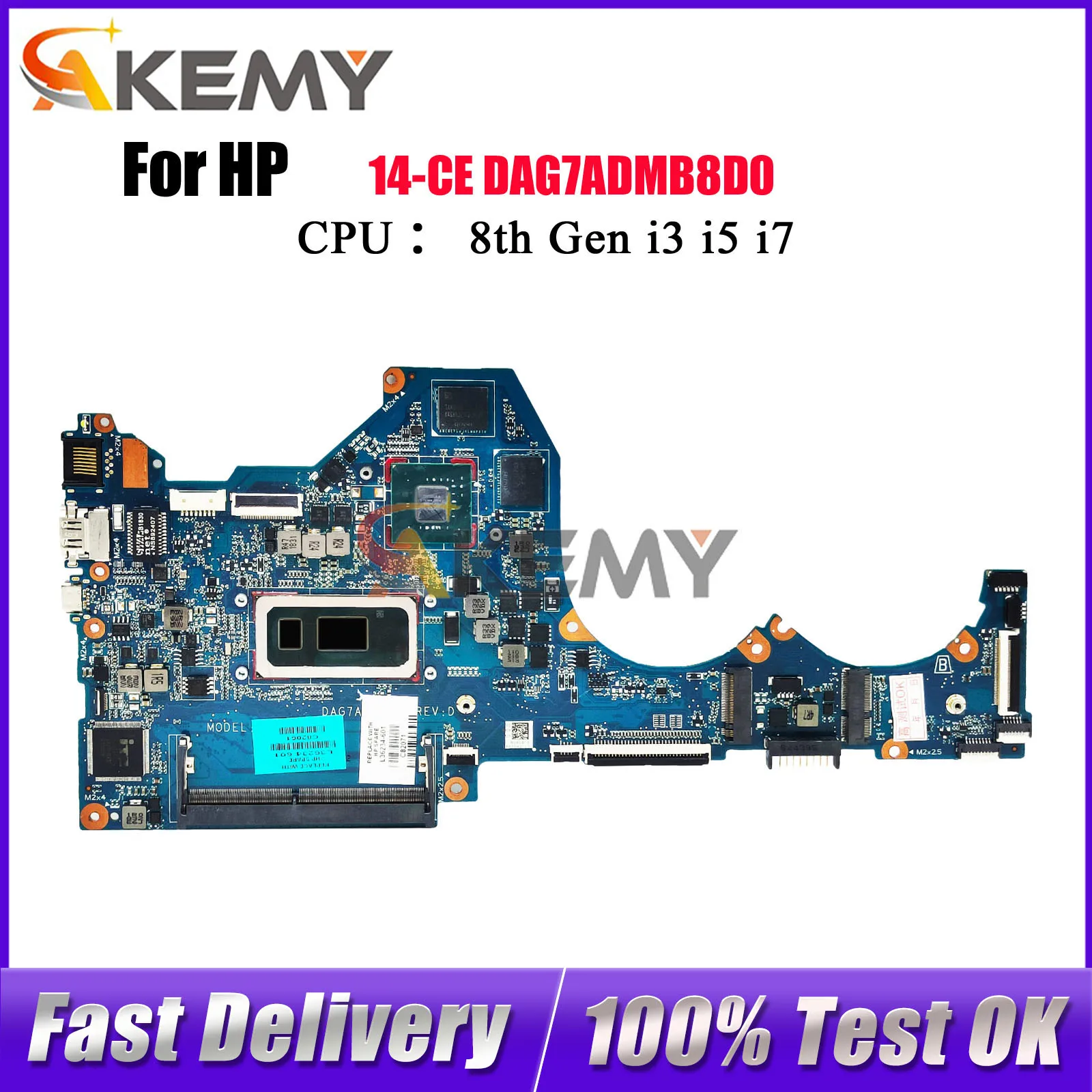 

DAG7ADMB8D0 Laptop Motherboard For HP Pavilion 14-CE With i3 i5 i7 8th Gen CPU MX150 GPU L36237-601 L36236-001 100% Fully Tested
