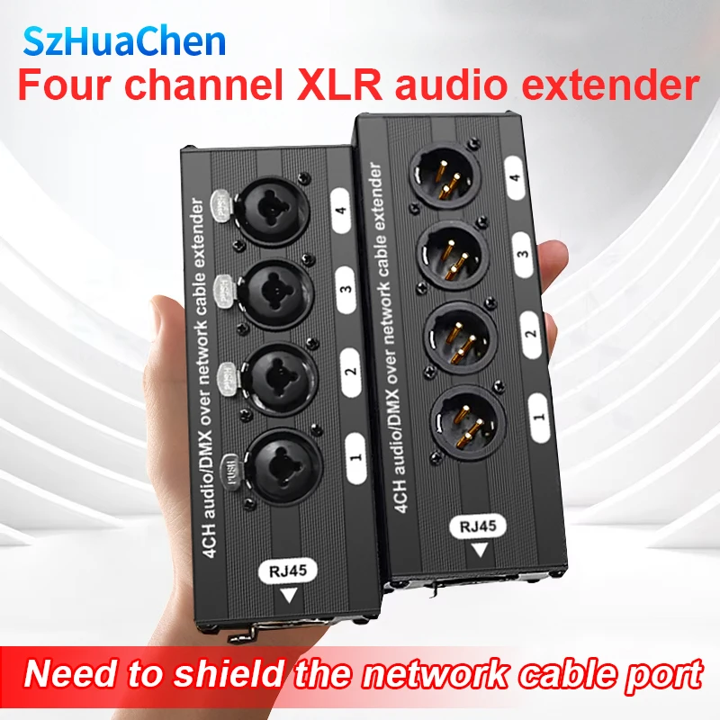RJ45 to 4 Channel 3Pin XLR Audio Extender Male Female DMX512 Network Signal Extender for Stage Sound Lighting Recording Studio