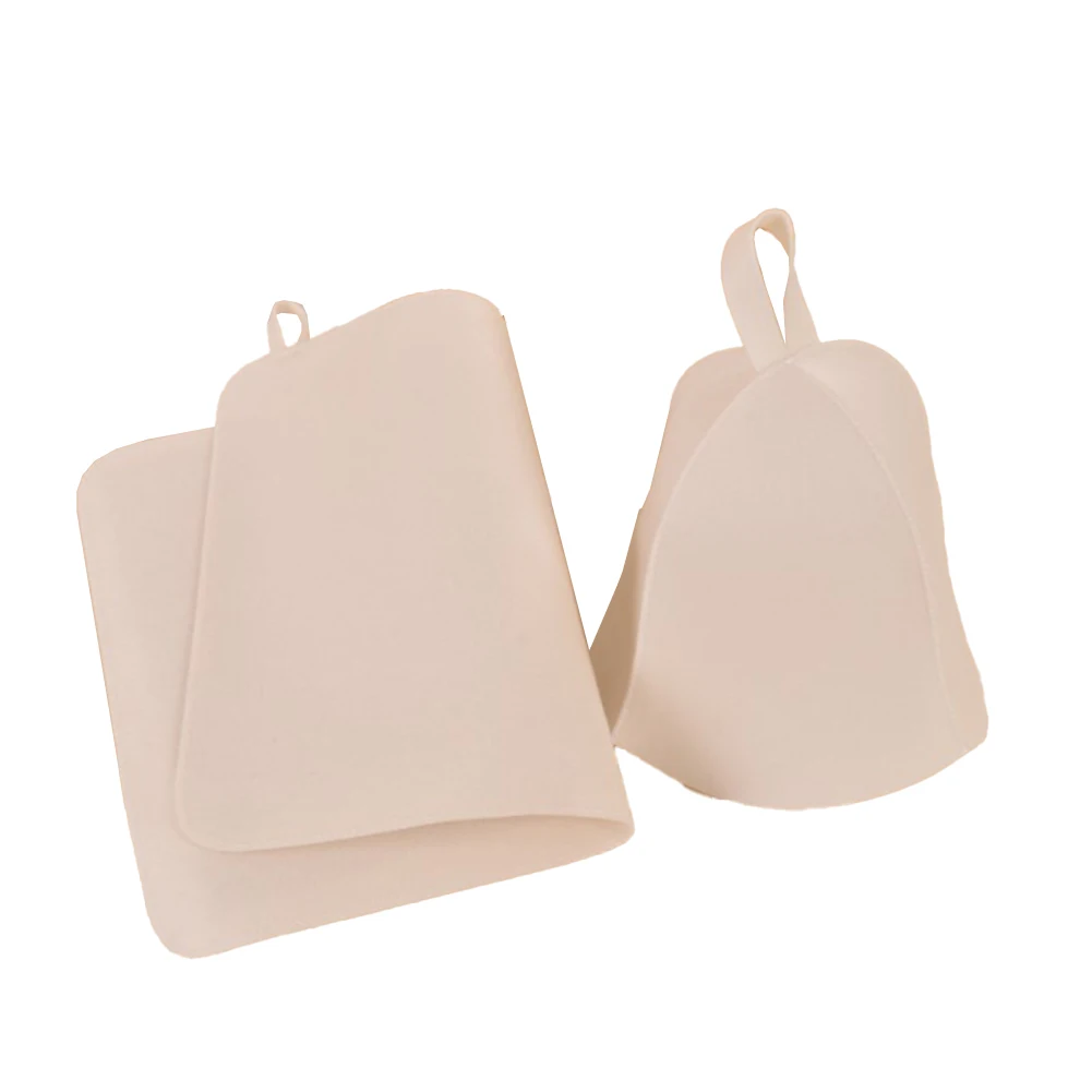 Bathroom Hat Sauna Pad Set Sauna Experience 49.50X32.50X0.10cm Absorbent Felt Sauna Hat Set Moisture Absorbing Hat
