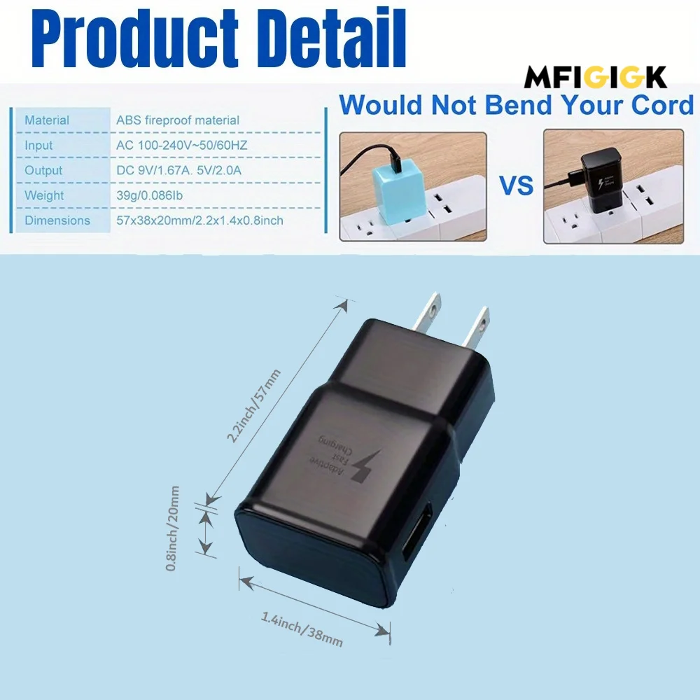 MFIGlGK 10 قطعة شاحن USB سريع متكيف USB محول الطاقة كتلة لنظام أندرويد لـ Google لـ HTC لـ LG