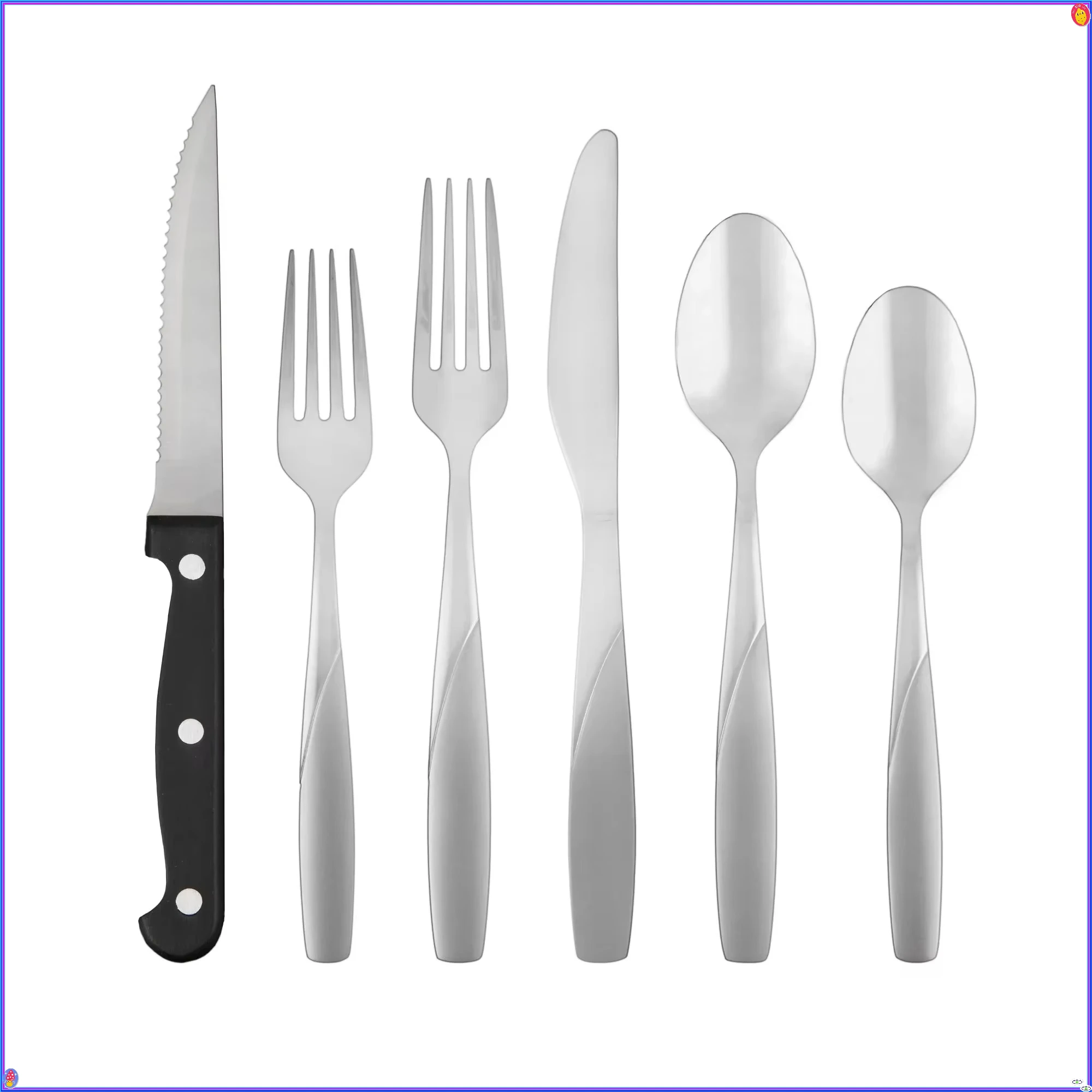 

Набор столовых приборов из 36 предметов на 6 ножей для стейка, можно мыть в посудомоечной машине для развлечения в столовой и кухне, прочный