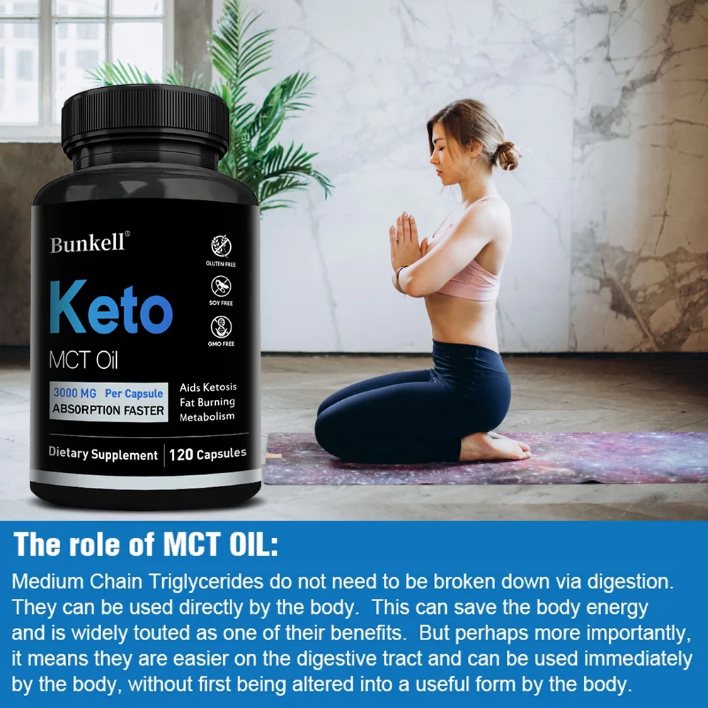

Keto MCT Oil Capsules - Supports Energy and Endurance, Improves Digestion, and Helps Maintain Healthy Weight, 120 Capsules