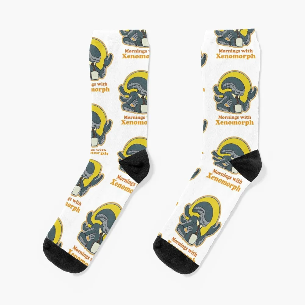 Mornings With Xenomorph Socks Christmas Socks Men Socks Man Sport