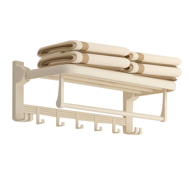 

Towel rack No punching toilet Towel rack Thickened folding rack Toilet space aluminum storage rack