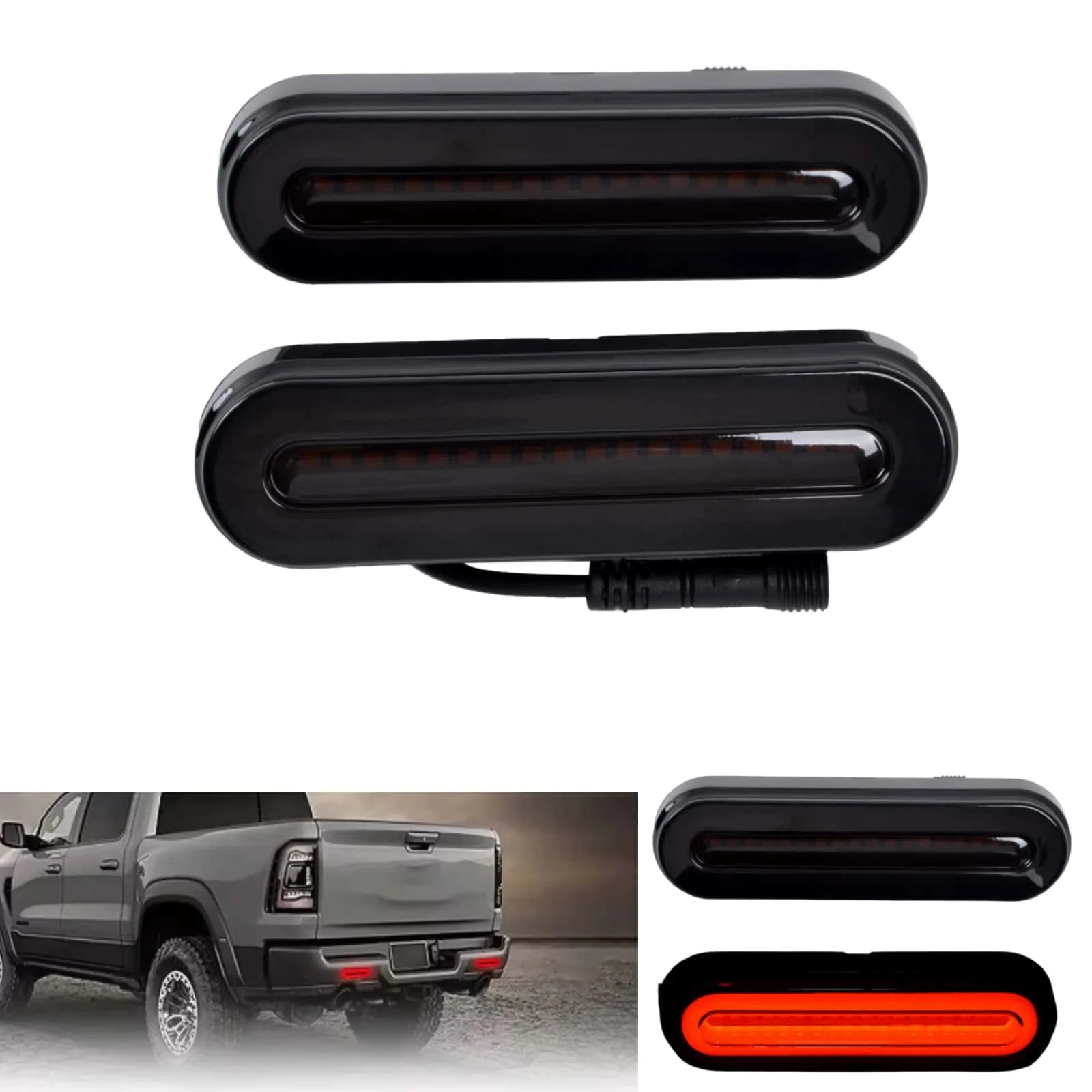 For Caravan RV Trailer Truck ATV Daytime Running Light DRL 12V-24V 2Pcs LED Sequential Turn Signal Brake Tail Light Lamp