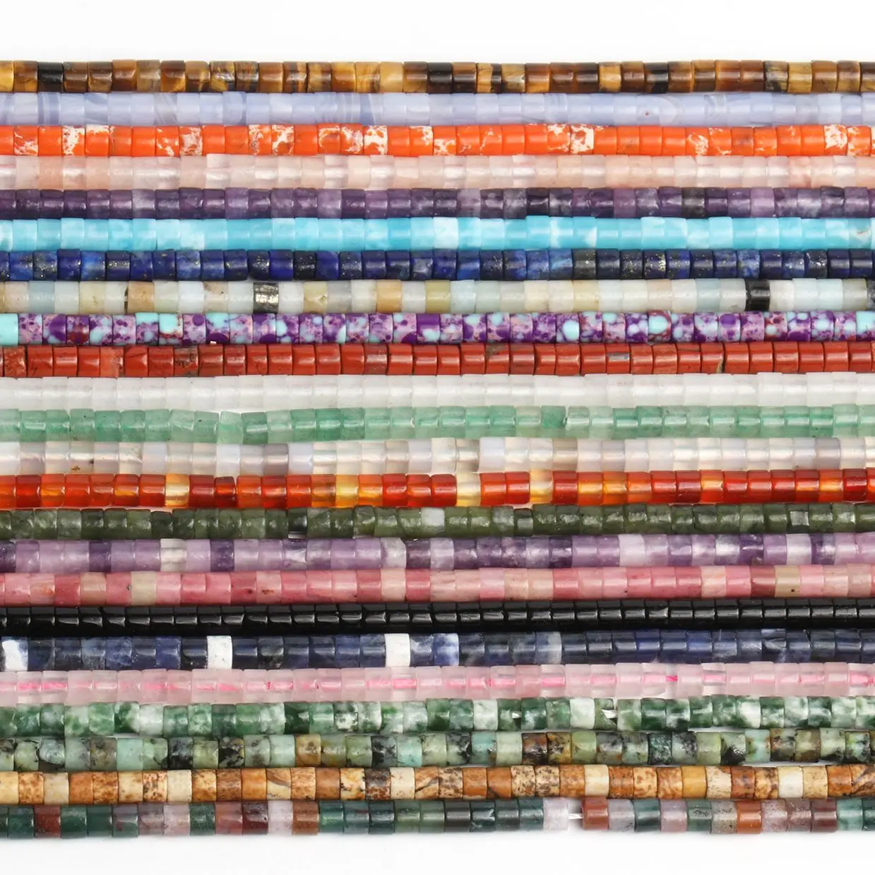 Perles d'Espacement en Agate Naturelle, Turquoises Impériales, Jaspe Impérial, Intervalles, Pierre Plate, pour Bijoux de Bureau, Bracelets, Collier, DIY, 3x2mm