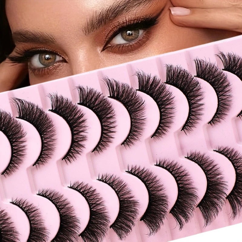 Valse wimpers, 10 paar pluizige volume nepwimpers, dik natuurlijk volle wimpers, Cat Eye dramatische stijl nepwimpers
