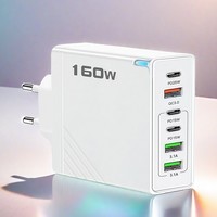 160W 6 Ports Fast Charger USB Type C Quick Mobile Phone Charger EU US UK Plug Charger Adapter For iPhone 16 Pro Samsung Xiaomo