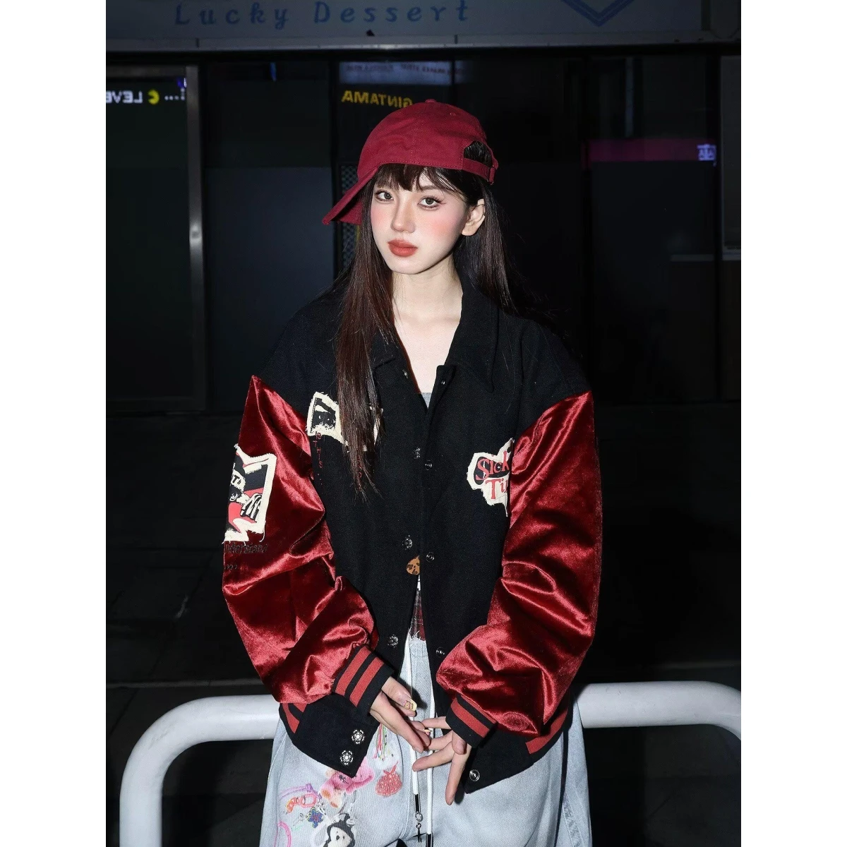 

Loose Men's Jaet 2024 Spring Autumn Street Sle Harajuku Trendy Outerwear High Street Faion Korean Version Cuffed Sve