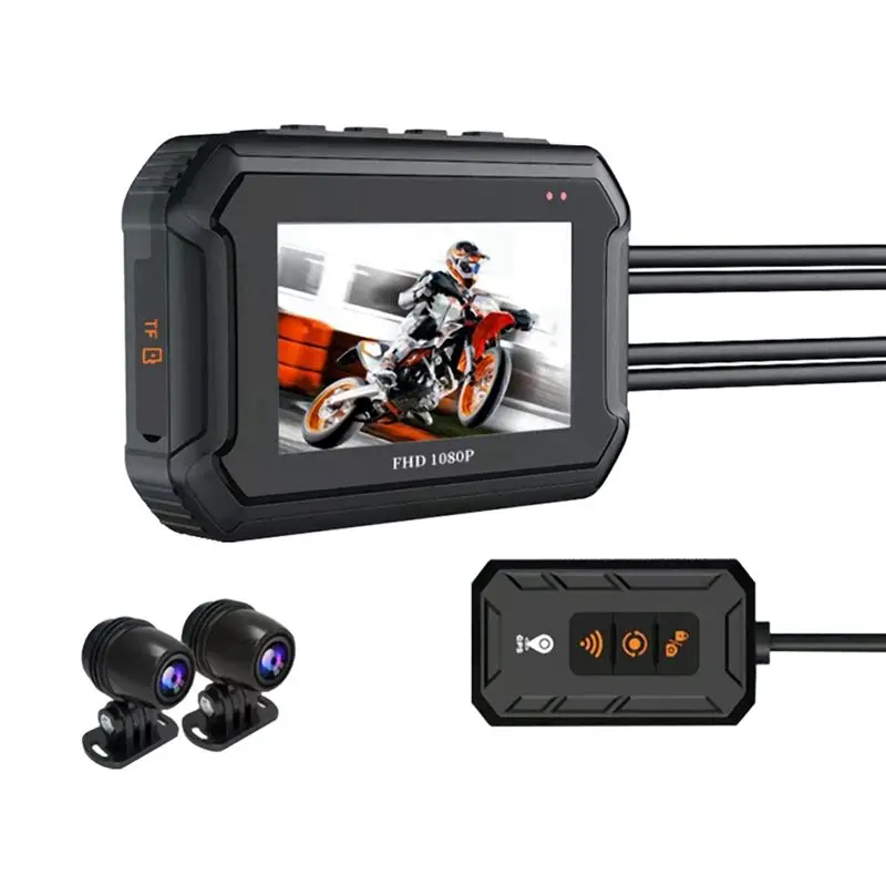 Fits for 1080P Dual Motorcycle Camera with GPS Function Waterproof Driving Recorder HD Video Recorder for Motorcycle Driving