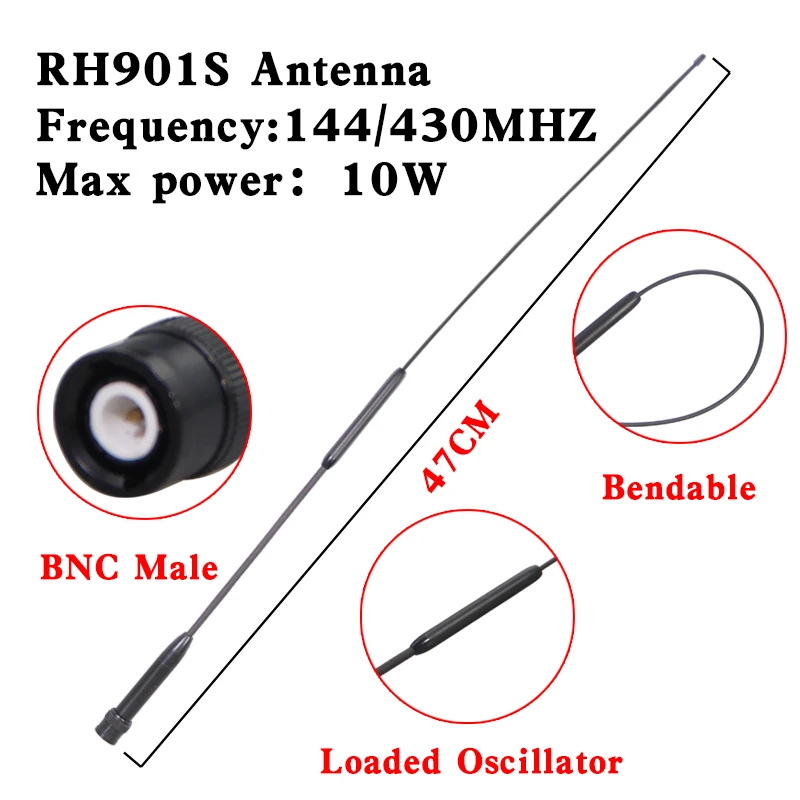 Diamond RH901S UHF/VHF Dual Band 144/430MHz BNC Male Antenna for Moto ICOM IC-V8 IC-V80/V80E IC-V82 IC-V85 Walkie Talkie Radio