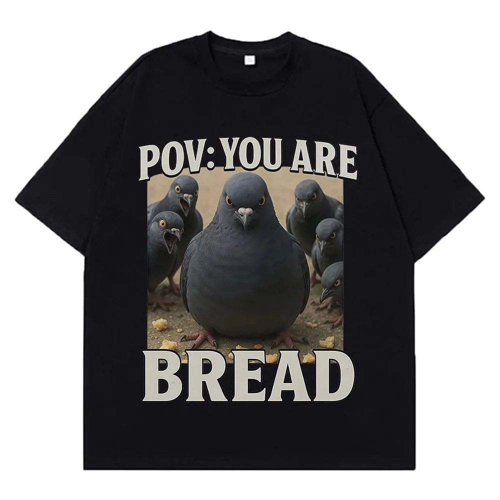 Funny Pigeon Birdy Graphic Fashion T Shirt Man Woman Short-sleeved Hip-hop T-shirts Summer Oversized Cotton Loose Breathable Top