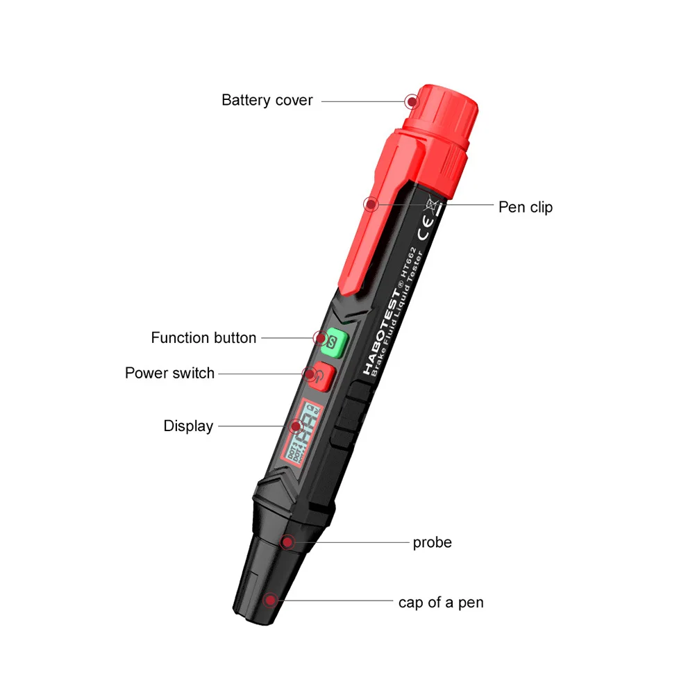 1/2PACK Brake Fluid Tester Accurate Oil Quality Diagnostic Tools LED Indicator Liquid Testing Pen Automotive Brake Oil Tester