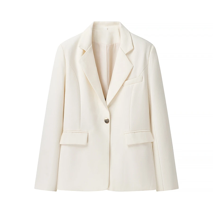 

Faionable Small Fraance Sle Jaet JNLEAOG Women's Autumn New Arrival Commute Sle Polyester Long Sve Button up