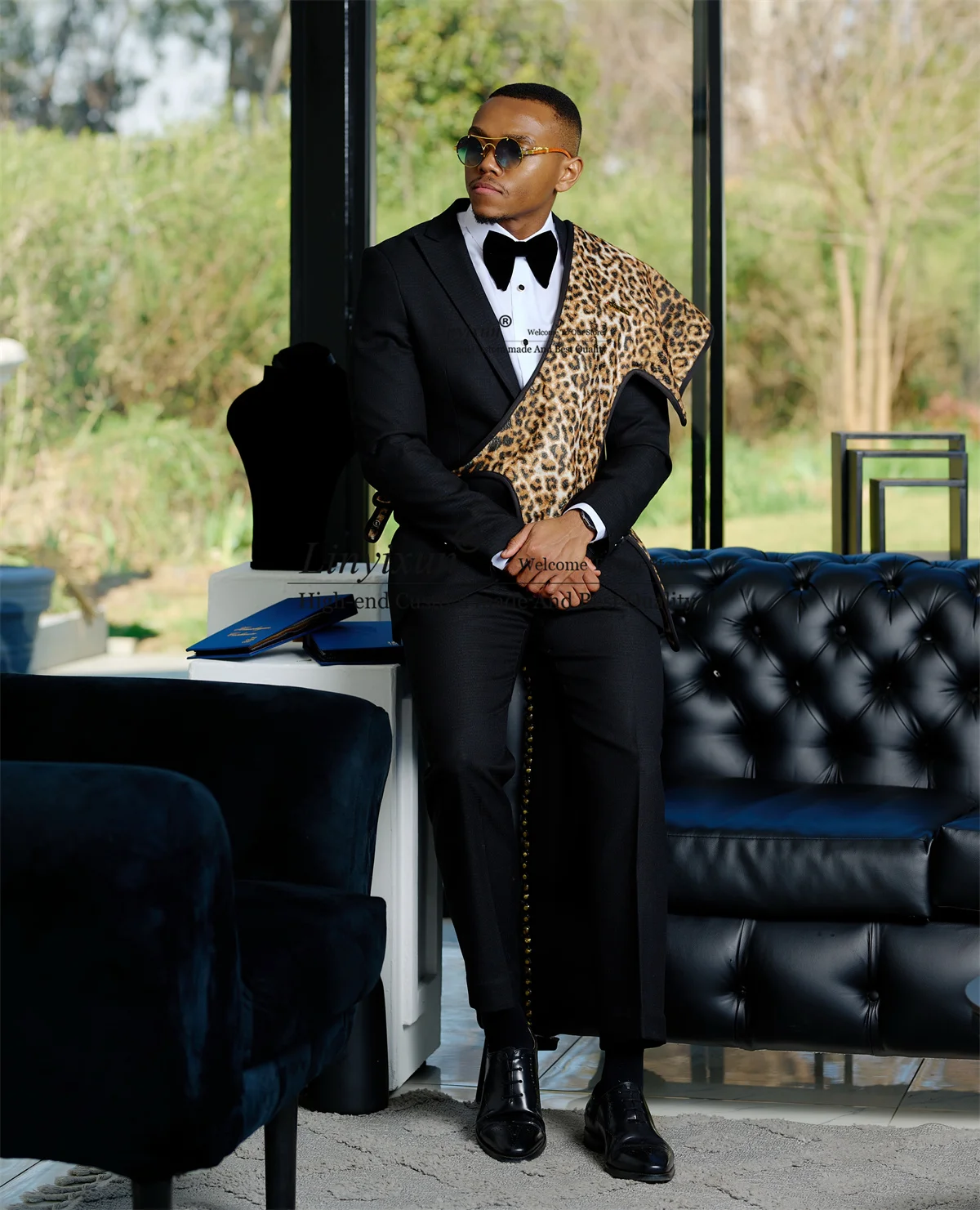 High-Quality Leopard Print Men Suits Customized Wedding Man Tuxedos 2 Pieces Sets Groom Male Party Blazers Slim Fit Ropa Hombre