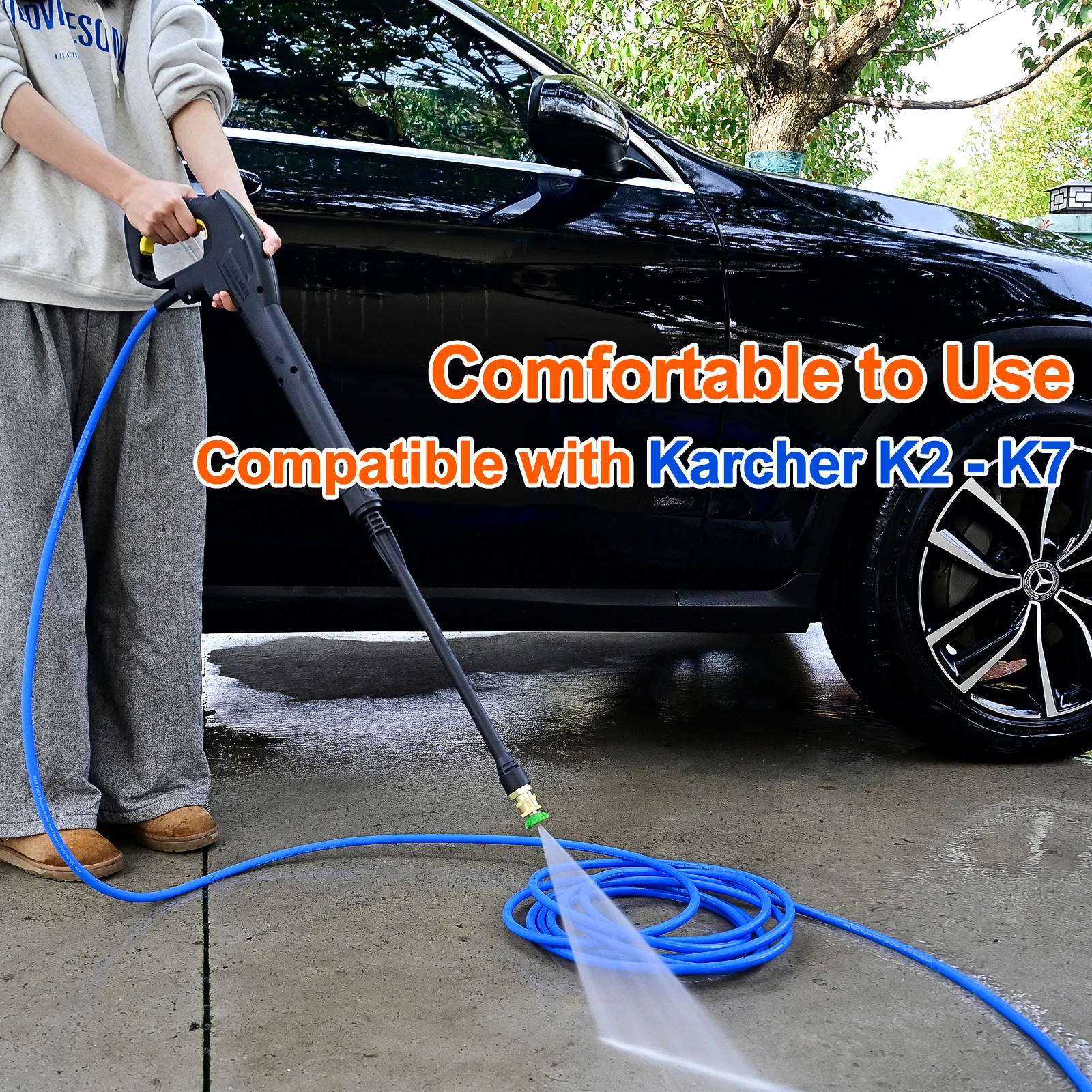 15m/49ft Pressure Washer Replacement Hose Super Flexible Hose 3200 PSI Kink Resistant Hose for Karcher K2-K7 Quick Connector