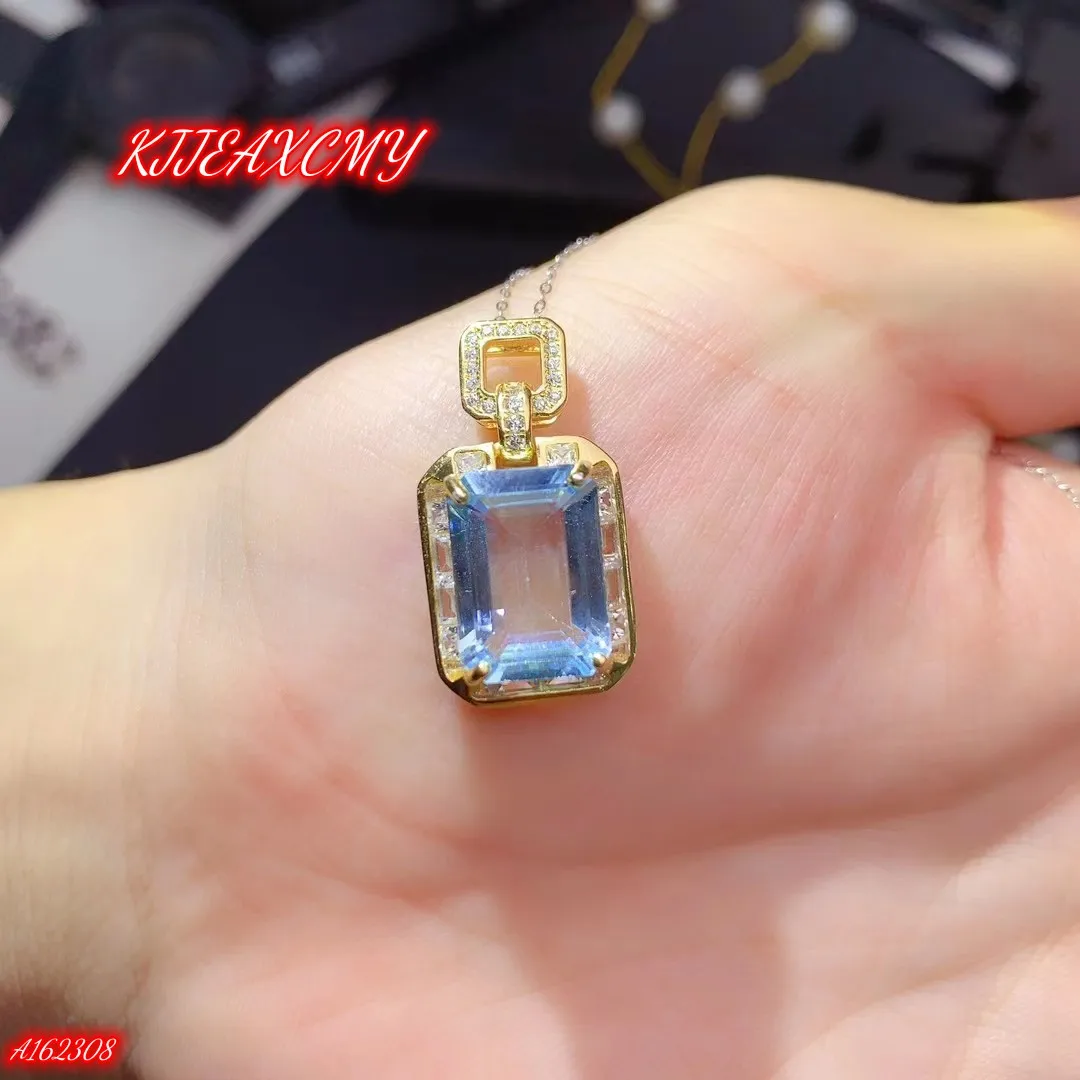 

KJJEAXCMY Brand Boutique Jewelry 925 Sterling Silver Swiss Blue Topa Stone Women's Colorful Gemstone Retro Pendant Girl Handmade