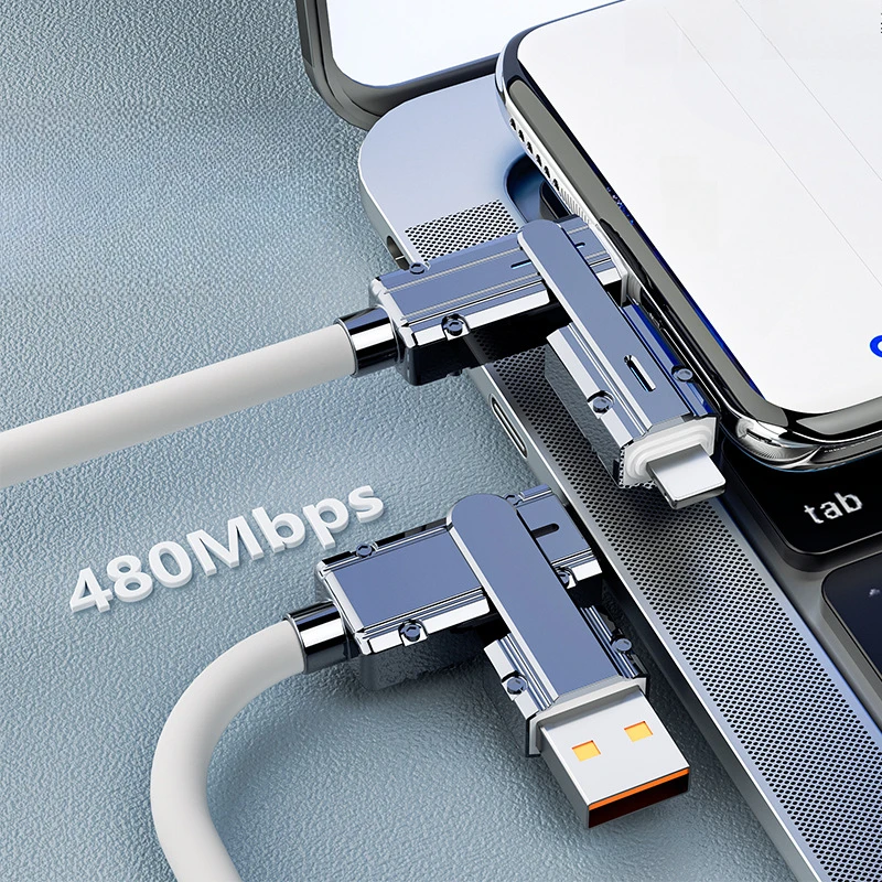 4 في 1 120 واط USB نوع C إلى نوع C IOS كابل 3 في 1 PD 100 واط شحن سريع كابل بيانات آيفون 11 12 13 14 15 برو ماكس سامسونج S24 #2