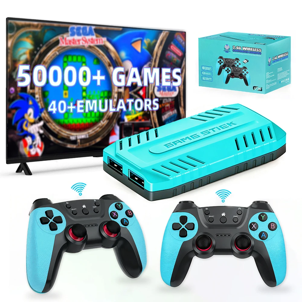 128GB Wireless Gamepad S905 Retro Gaming Console Pre-loaded with 50,000+ Games HDMI Supports 40+ Classic Emulators For PS1