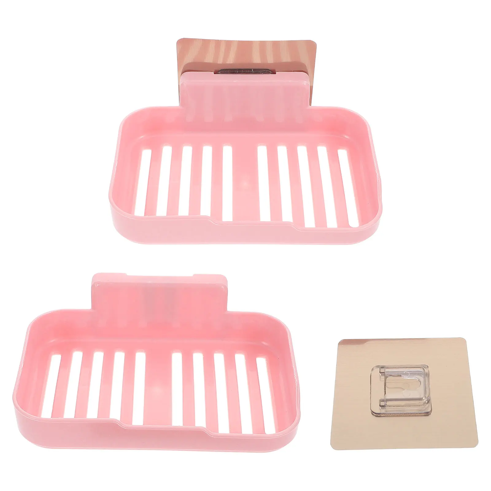 

2pcs RV Bath Room Soap Box Adhesive Wall Mounted Shower Tray Travel Kitchen Soap Case Durable PP Space Saving Easy Install