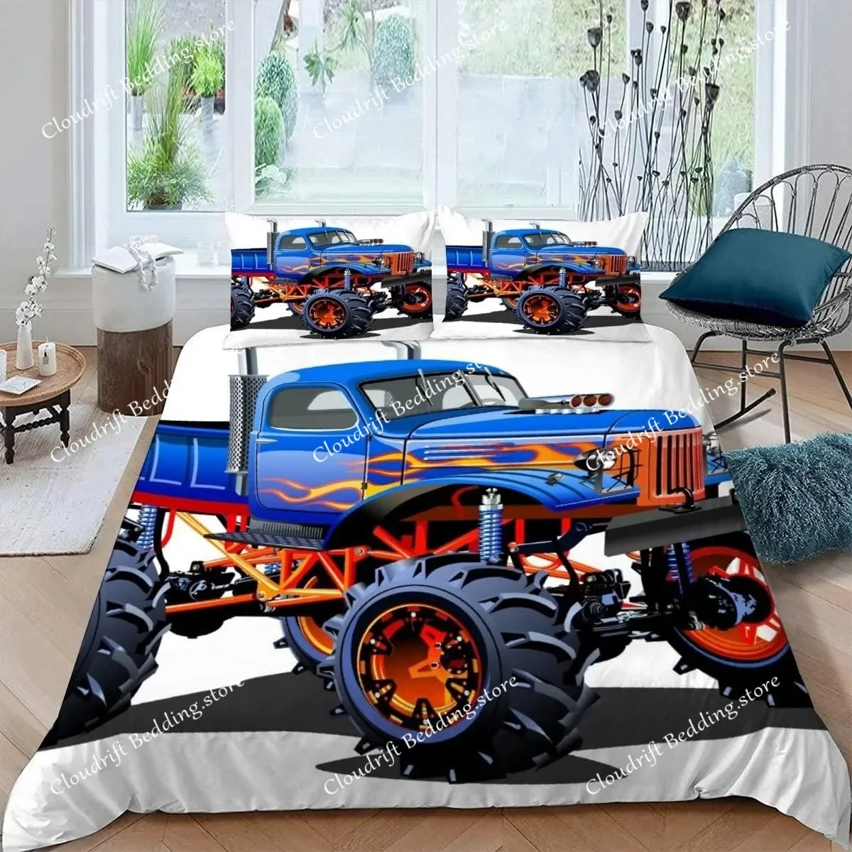 Super Monster Trucks Bedding Set Monster Jam Cars Bed Supplies Set  Duvet Cover Bed Comforter Set Bedding Birthday Gifts