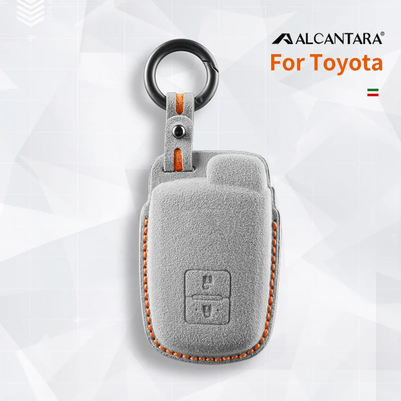 Alcantara Car Key Case Cover Holder Key Shell Buckle For Toyota Auris Camry RAV4 Avalon Yaris Verso  2 Buttons Keychain