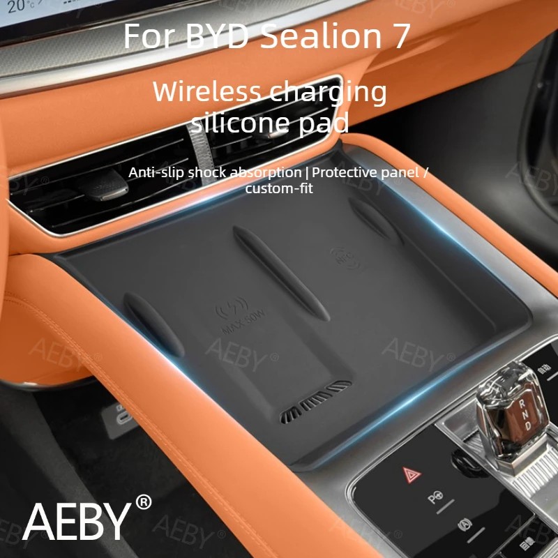For BYD Sealion 7 2024 Wireless Charger Pad Silicone Mat,Soft Silicone Phone Protector,wireless charging pad,Scratch Resistant