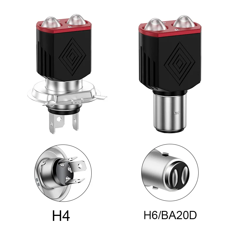1 قطعة H4 H6/BA20D LED دراجة نارية المصباح CSP ثنائي اللون أبيض أصفر مرحبا لو شعاع عدسة للدراجات النارية العلوي سكوتر الضباب مصباح