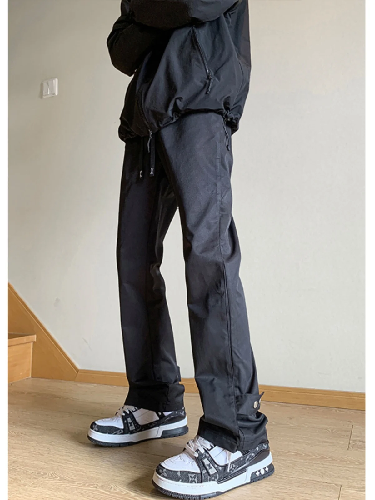 

Тактические брюки-карго American Vibe для мужчин, осенние, прямого кроя, с пуговицами, расклешенные, повседневные брюки