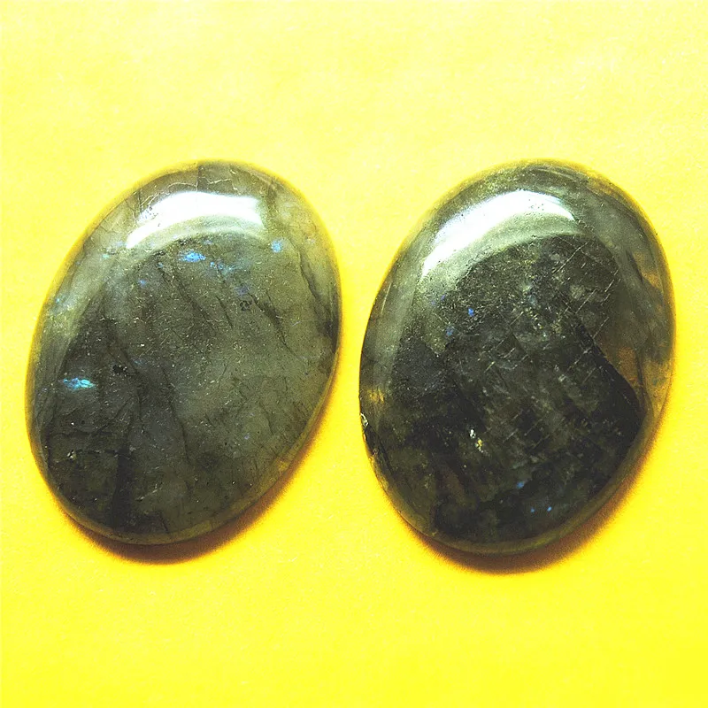 2PCS Natural Labradorite Cabochons Oval Shape 30X40MM NO HOLE SHINNY SURFACE GOOD QUALITY  VERY POPULAR DIY JEWELRY