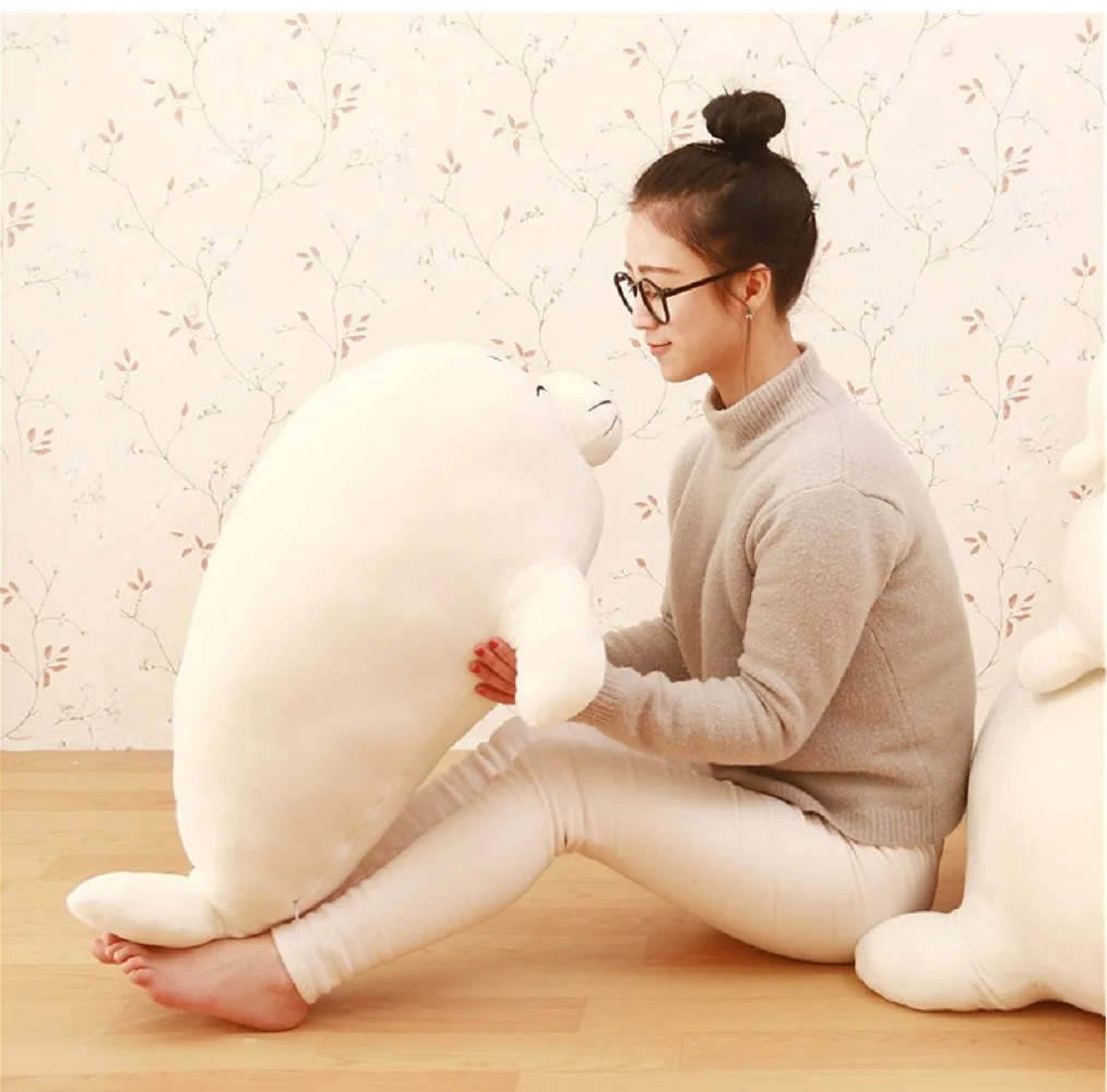 

lovely high quality plush seal toy big stuffed white seal pillow doll about 80cm