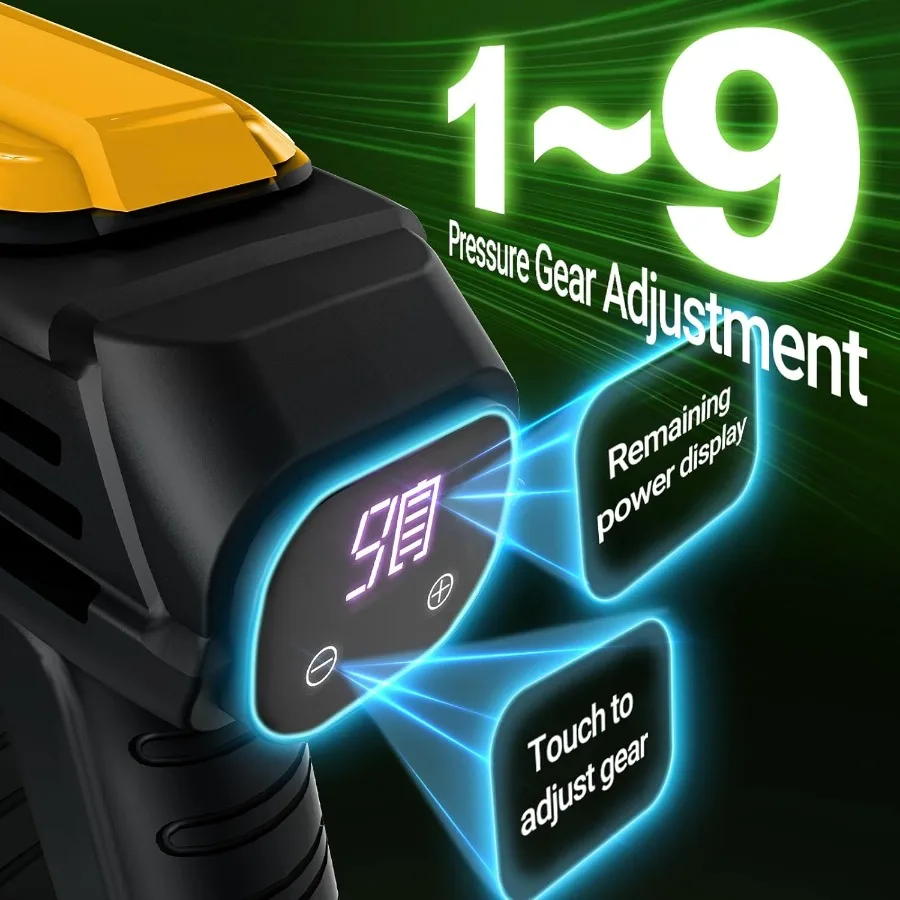 غسالة الضغط اللاسلكي 21 فولت 4.0 أمبير محرك بدون فرشاة مع فوهة 6 في 1 9 ضغط تروس لغسيل السيارات فناء سياج درب Outd #6