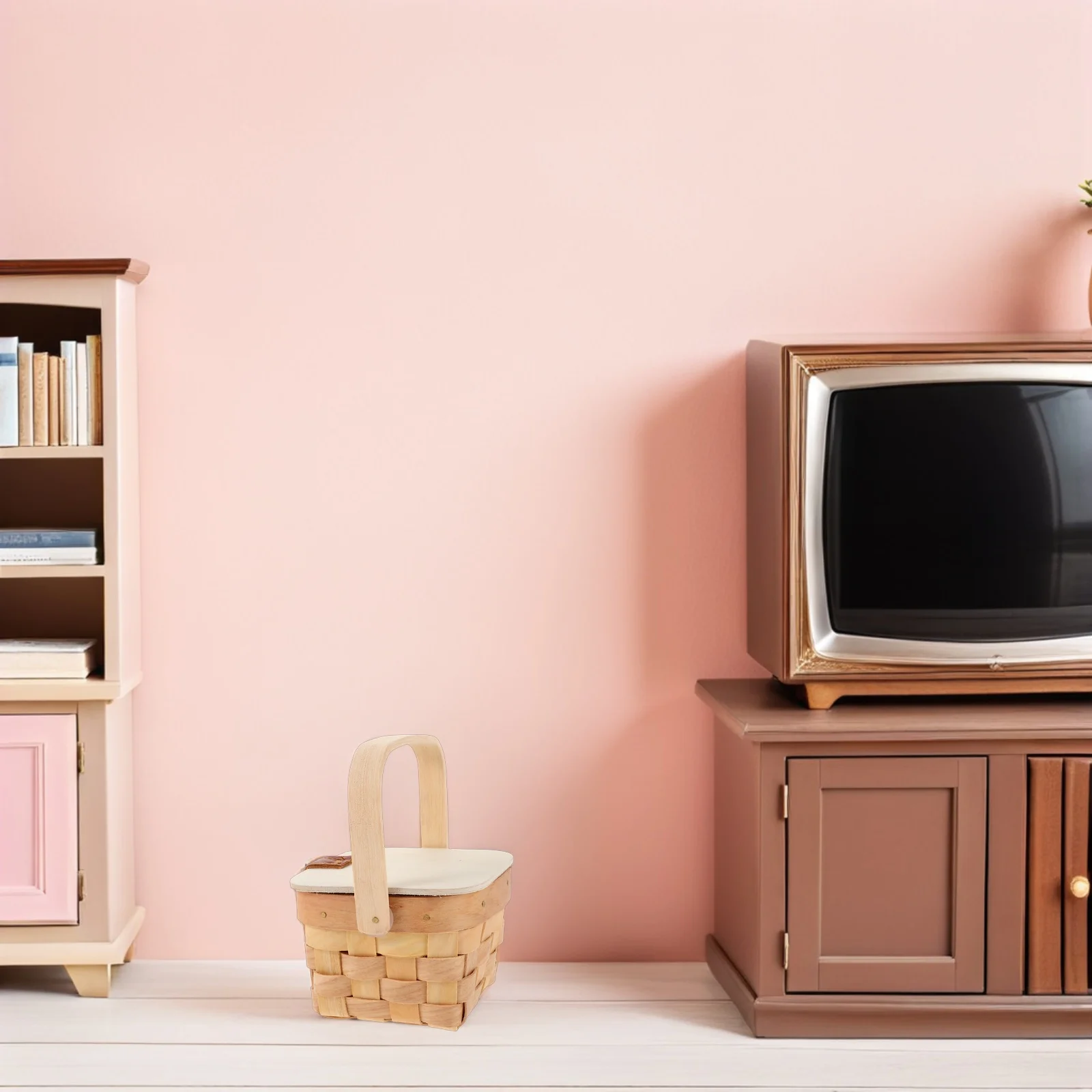 

2Pcs Mini Woven Basket Handwoven Natural Wood Handles Rustic Candy Holder Party Favor Picnic Craft Storage Decor