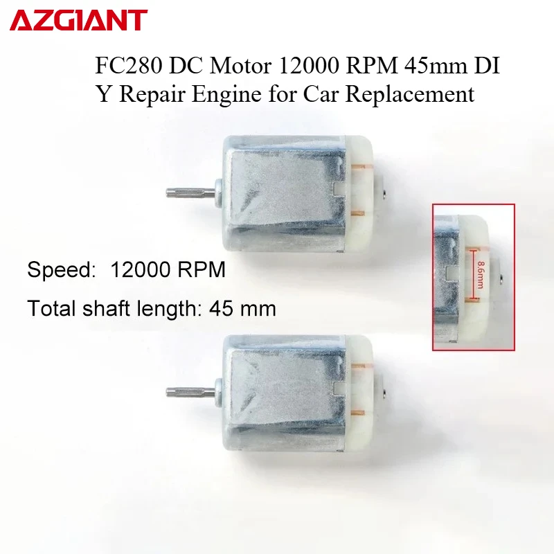 

2PCS FC280 DC Motor 12000 RPM 45mm DIY Repair Engine For Car Replacement Power OEM Accesseries Reverse Rotation Toy High Quality