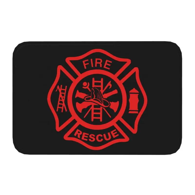 Fire Rescue Firefighter Front Door Mat Anti-Slip Indoor Absorbent Doormat Garden Garage Entrance Rug Carpet