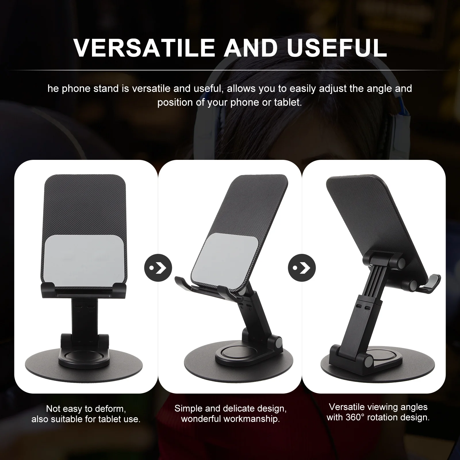 

Rotating Phone Stand 360° Adjustable Foldable Desktop Holder For Mobile Tablet Portable Stand For Desk Office Travel Use