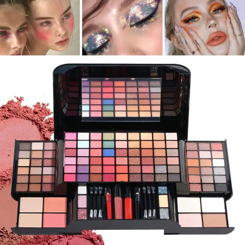 Kit de Maquiagem Rosto para Iniciantes, Iniciantes Caixa De Maquiagem, Pérola De Luz, Flash Fino, Placa De Sombra De Olho, Contorno Facial, Pó Matte, Blusher