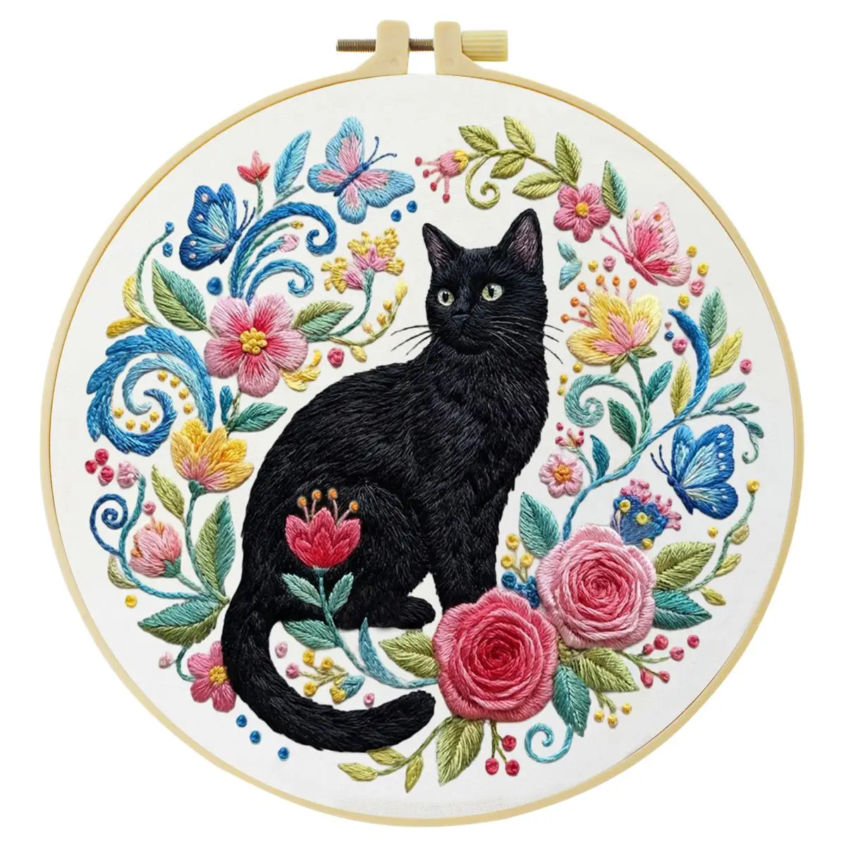 1 Stück 20X20CM/15X15CM 7,87/6,3 Zoll Katzen-Stickerei-Starter-Kit DIY-Kit DIY-Stickerei-Set Handarbeiten Nadelkunst Malerei – Detail 3