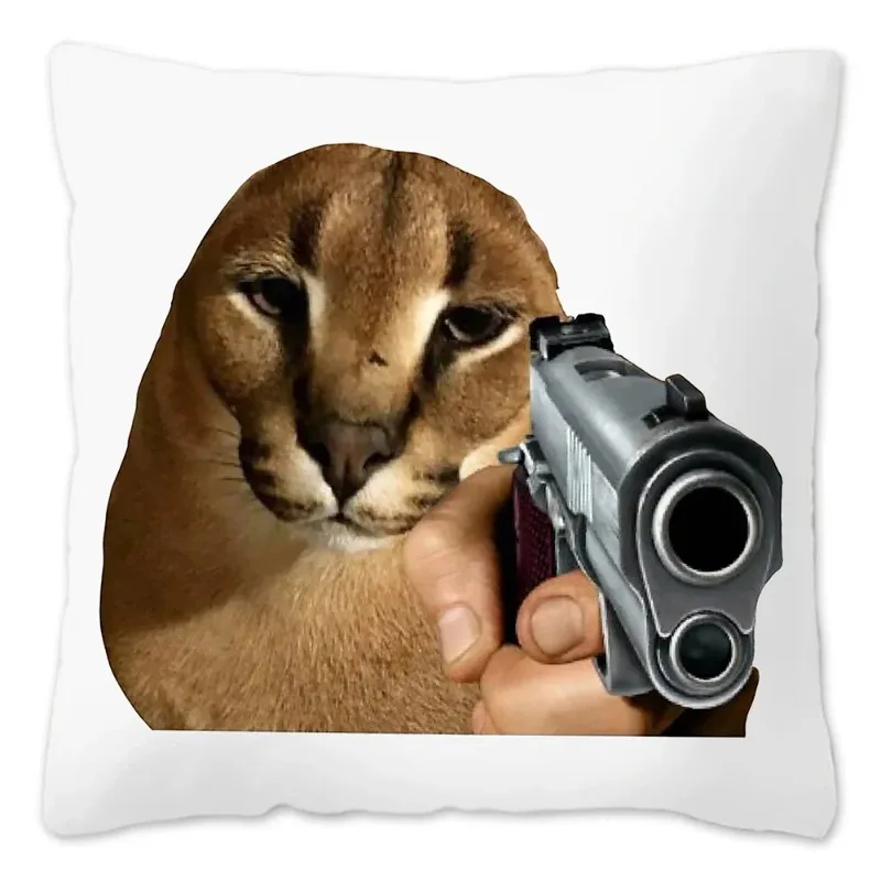 Cute Meme Cushion Cover 40x40 Home Decor Dakimakura Funny Caracal Cat Throw Pillow Case for Living Room Housse De Coussin