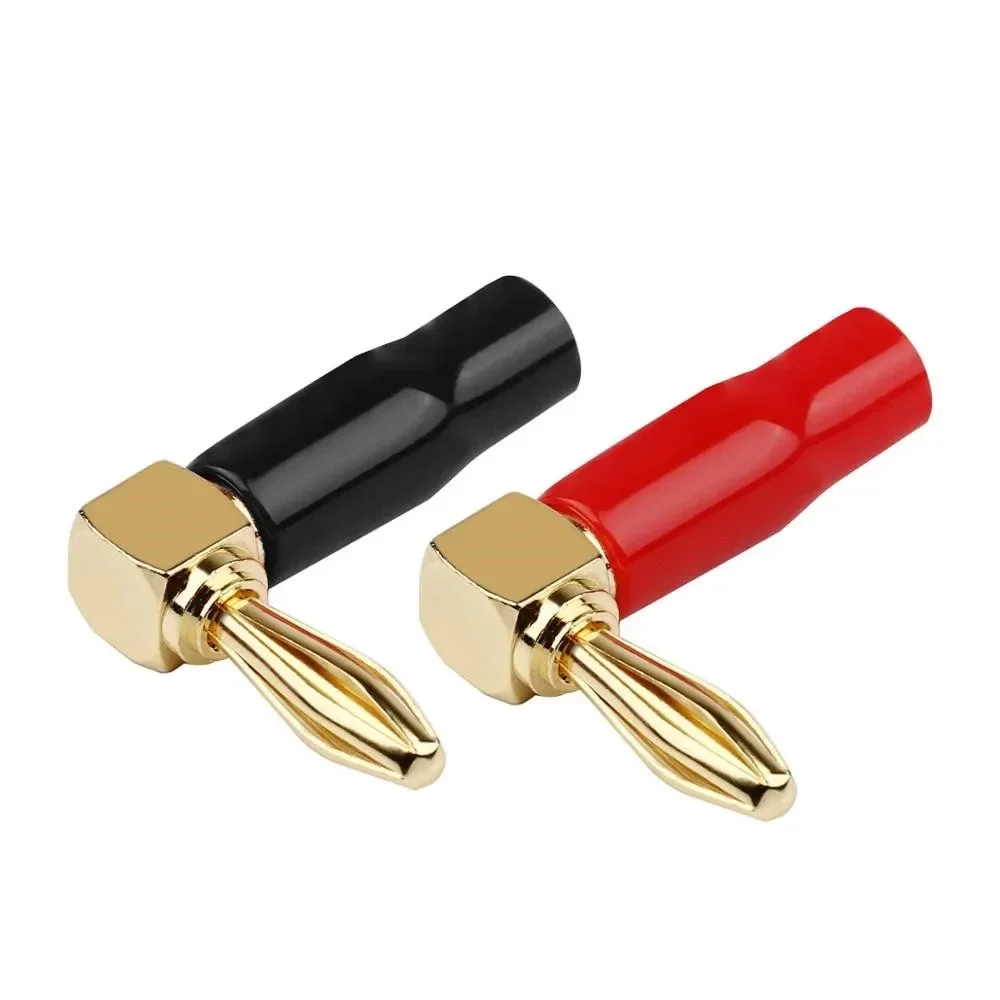 Speaker 90 Banana Plug Degree Audio Connector 6mm Solder Wire Connectors Gold Plated Speaker Terminals Jack Adapter Red Black