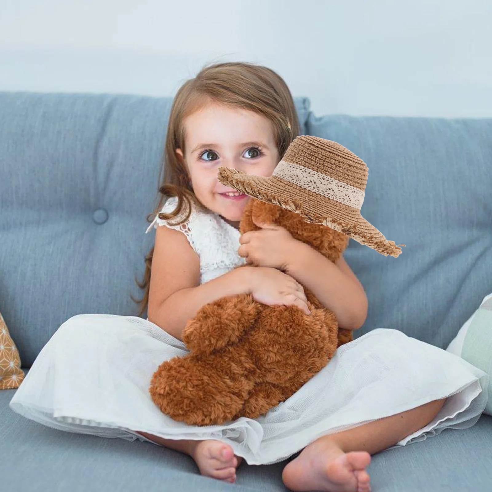 Kleine geweven hoed met elegant strikaccent Zacht ademend materiaal voor minifiguren Stijlvol ambachtelijk accessoiredecor