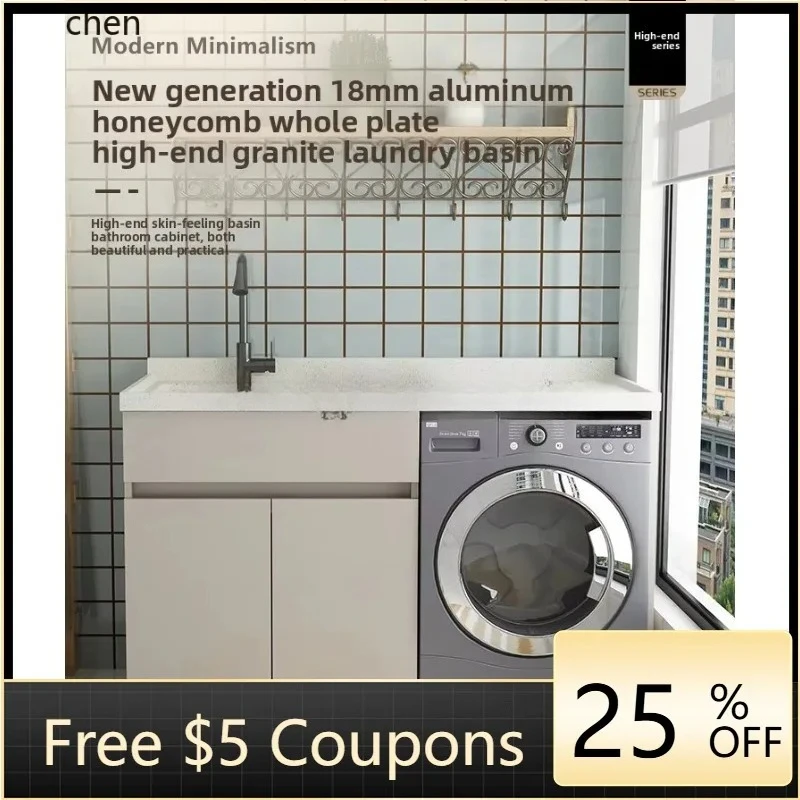BB  balcony drum washing machine combination cabinet integrated laundry sink washbasin hand pool with rubbing board