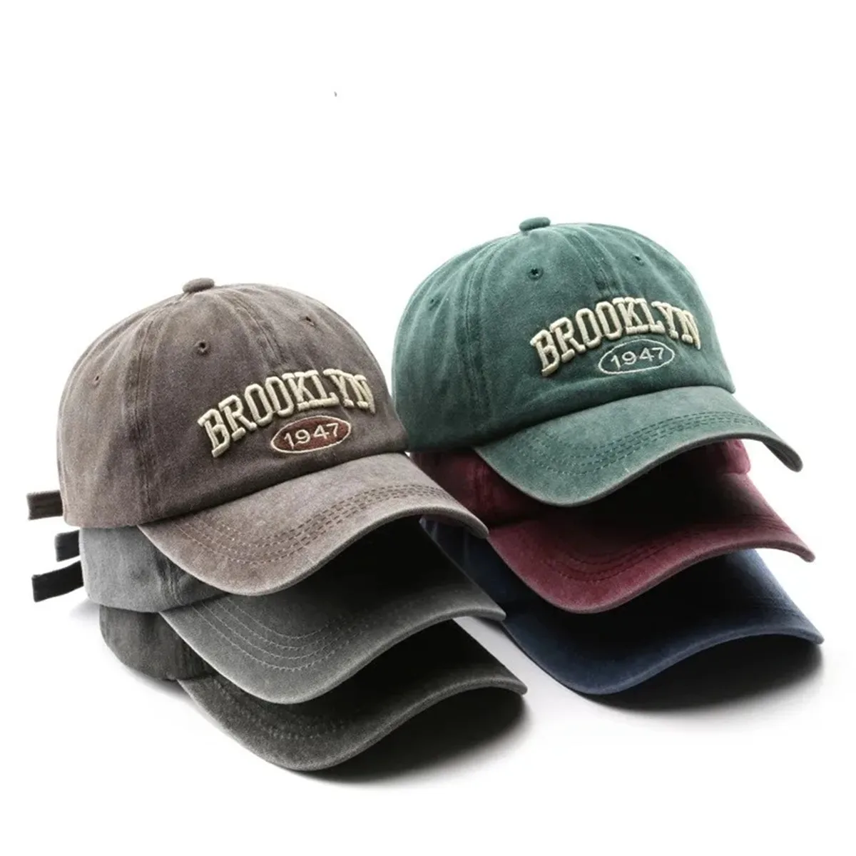 Unisex BROOKLYN Embroidery Wash Baseball Caps Spring and Autumn Outdoor Adjustable Casual Hats Sunscreen Hat