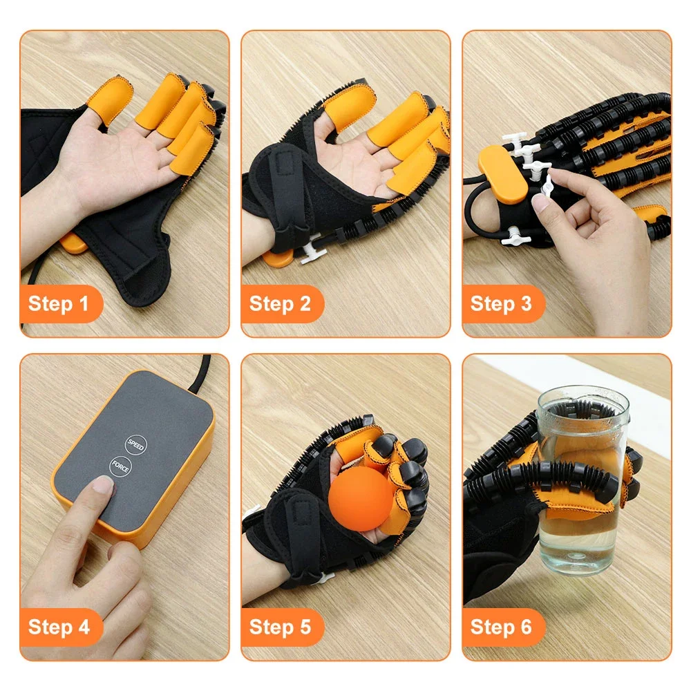 USB Rechargeable Left Right Rehabilitation Robot Glove Stroke Hemiplegia Cerebral Infarction Training Hand Care Finger Exerciser