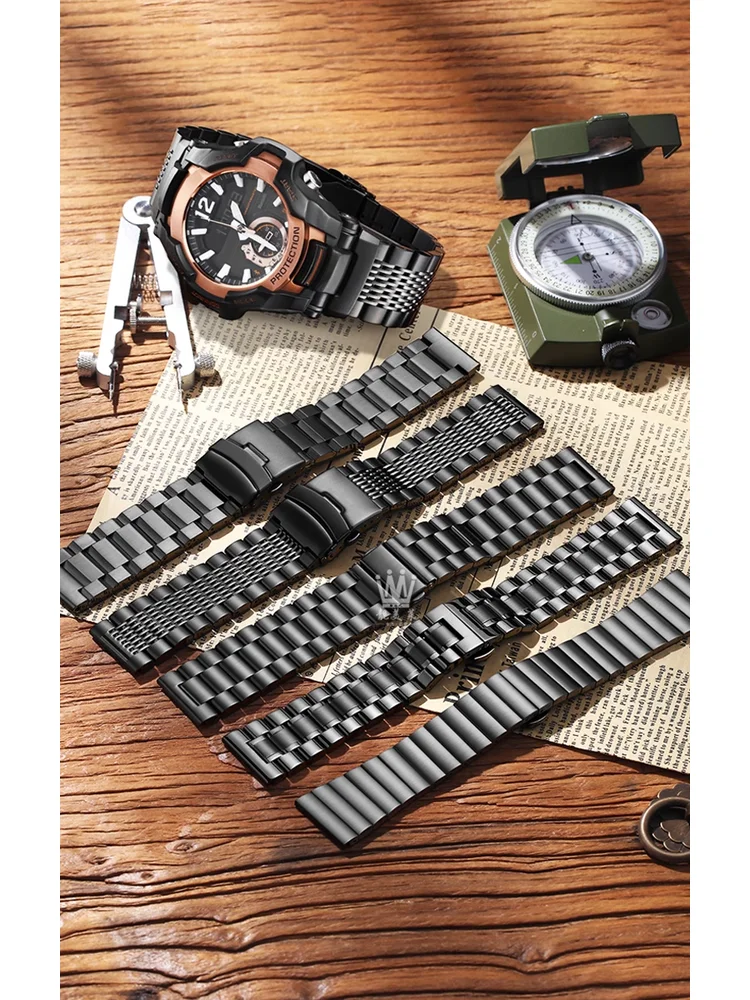 GR-B100 CASIO G-SHOCK GR B100/GB 시리즈 용 수정 된 금속 시계 밴드 솔리드 스테인레스 스틸 시계 스트랩 남성용 팔찌 액세서리